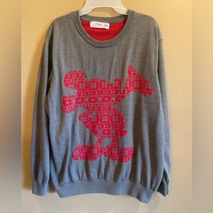 Disney Store Mickey Mouse silhouette holiday sweater size XL. Red & gray